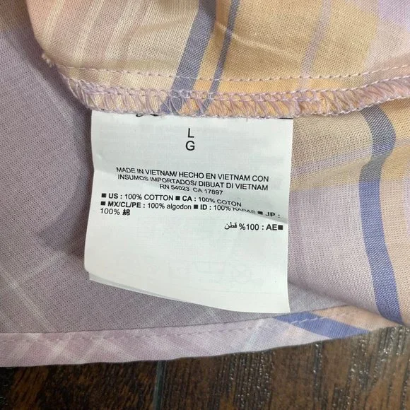 Old Navy Top Large Lilac Plaid Peplum Tank Lightweight Cotton Women's NWT - Picture 13 of 13